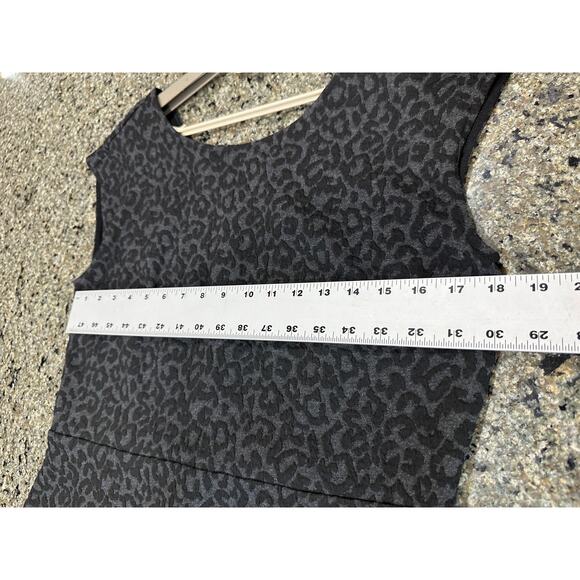Ann Taylor Loft Dress Size 12 Gray Black Leopard Sleeveless Fit And Flare Office - Picture 4 of 6